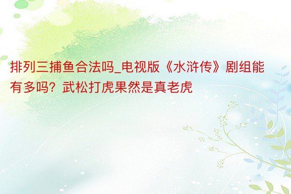 排列三捕鱼合法吗_电视版《水浒传》剧组能有多吗？武松打虎果然是真老虎