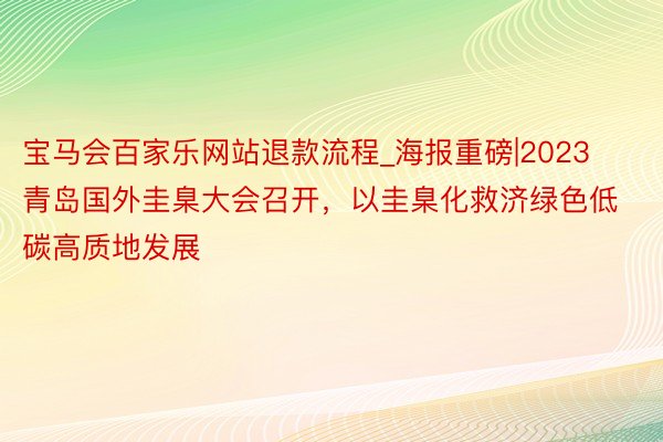 宝马会百家乐网站退款流程_海报重磅|2023青岛国外圭臬大会召开，以圭臬化救济绿色低碳高质地发展